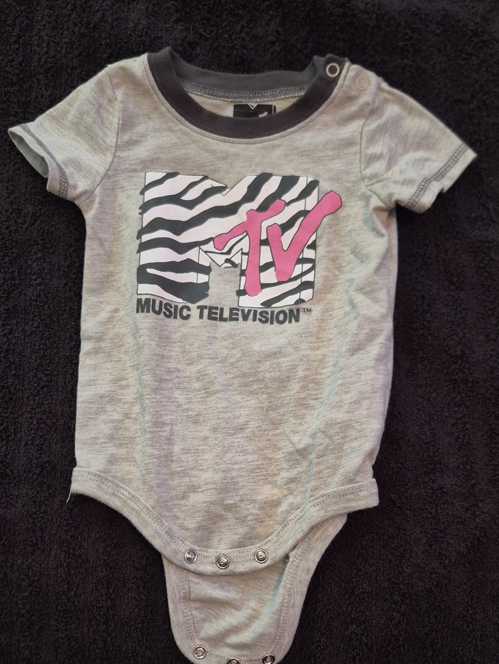 MTV Gray One-Piece with Pink Logo and Zebra Print